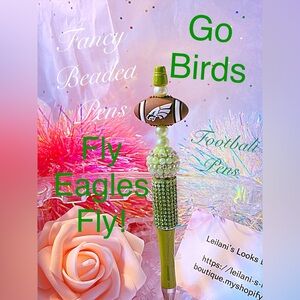 Fancy Beaded Pens,Philadelphia eagles, Fancy pens, Acrylic beads, rhinestones